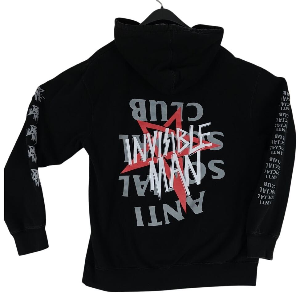 Anti Social Social Club Hoodie‎ Mens Medium Black X Invisible Man Street